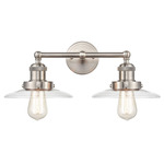 English Pub Bathroom Vanity Light - Satin Nickel/ Clear