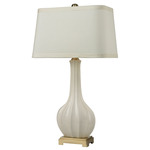 Fluted Ceramic Table Lamp - Aged Brass / White / White
