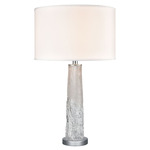 Juneau Table Lamp - Polished Nickel/ Clear / White