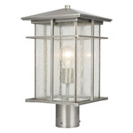 Oak Park Outdoor Post Light - Brushed Aluminum / Clear Seeded