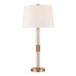 Roseden Court Table Lamp - Aged Brass/ Clear / White Linen