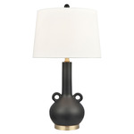 Sanderson Table Lamp - Matte Black / White Linen