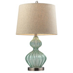 Smoked Glass Table Lamp - Green / Metallic