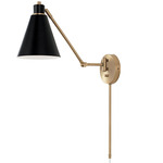 Bradley Articulating Wall Sconce - Aged Brass / Black / White