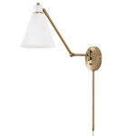 Bradley Articulating Wall Sconce - Aged Brass / White / White