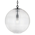 Dolan Pendant - Matte Black / Clear Ribbed Glass