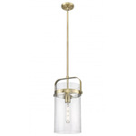 Pilaster Pendant - Brushed Brass / Clear Seedy