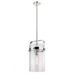 Pilaster Pendant - Polished Nickel / Clear Seedy