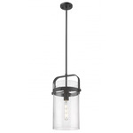 Pilaster Pendant - Matte Black / Clear Seedy