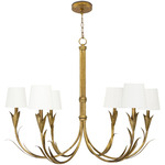 River Reed Chandelier - Antique Gold Leaf / Natural Linen