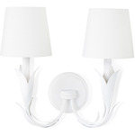 River Reed Double Wall Sconce - White / Natural Linen