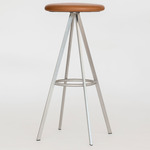 Quad Space Counter / Bar Stool - Stainless Steel / Tan Leather