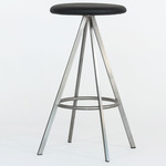 Quad Space Counter / Bar Stool - Stainless Steel / Black Leather