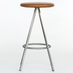 Quad Space Counter / Bar Stool - Stainless Steel / Tan Leather