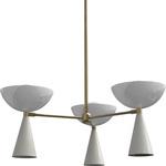 Molto 3-Arm Chandelier - Brushed Brass / Stark White