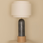 Pura Kelo Duoble Table Lamp - Black Marble / Ecru Cotton