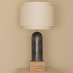 Pura Kelo Duoble Table Lamp - Black Marble / Ecru Cotton