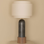 Pura Kelo Duoble Table Lamp - Black Marble / Ecru Cotton