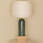 Pura Kelo Duoble Table Lamp - Green Marble / Ecru Cotton