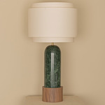 Pura Kelo Duoble Table Lamp - Green Marble / Ecru Cotton