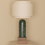 Pura Kelo Duoble Table Lamp - Green Marble / Ecru Cotton