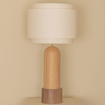 Pura Kelo Duoble Table Lamp - Oak / Ecru Cotton