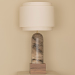 Pura Kelo Duoble Table Lamp - Tobacco Alabaster / Ecru Cotton