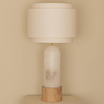 Pura Kelo Duoble Table Lamp - White Alabaster / Ecru Cotton