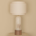 Pura Kelo Duoble Table Lamp - White Alabaster / Ecru Cotton