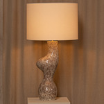 Venuso Table Lamp - Red Ceramic / Ecru Cotton