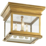 Club Square Ceiling Light - Antique-Burnished Brass / Clear