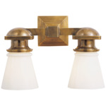 New York Subway Bathroom Vanity Light - Hand-Rubbed Antique Brass / White