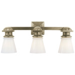 New York Subway Bathroom Vanity Light - Antique Nickel / White