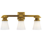 New York Subway Bathroom Vanity Light - Hand-Rubbed Antique Brass / White