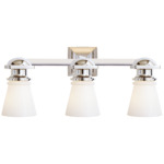 New York Subway Bathroom Vanity Light - Polished Nickel / White