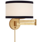 Walker Swing Arm Wall Sconce - Gild / Cream Linen / Black Linen