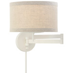 Walker Swing Arm Wall Sconce - Light Cream / Natural Linen