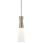 Utopia Glass Pendant - Polished Nickel / White