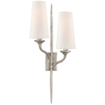 Iberia Double Wall Sconce - Burnished Silver Leaf / Linen