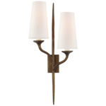 Iberia Double Wall Sconce - Antique Bronze Leaf / Linen