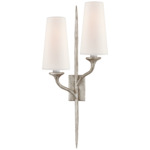 Iberia Double Wall Sconce - Burnished Silver Leaf / Linen