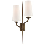 Iberia Double Wall Sconce - Antique Bronze Leaf / Linen