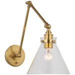 Parkington Swing Arm Library Wall Light - Antique-Burnished Brass / Clear Glass