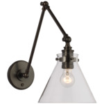 Parkington Swing Arm Library Wall Light - Bronze / Clear Glass