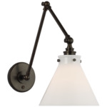 Parkington Swing Arm Library Wall Light - Bronze / White Glass