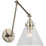 Parkington Swing Arm Library Wall Light - Polished Nickel / Clear Glass