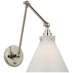 Parkington Swing Arm Library Wall Light - Polished Nickel / White Glass