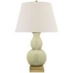 Gourd Form Table Lamp - Celadon / Linen