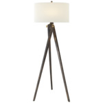 Tripod Floor Lamp - Tudor Brown Stain / Linen