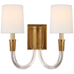 Vivian Double Wall Sconce - Hand-Rubbed Antique Brass / Linen